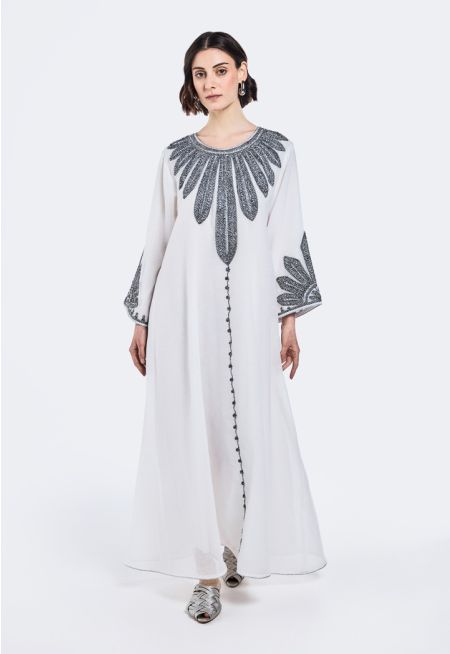 Lurex Embroidered Flared Dress