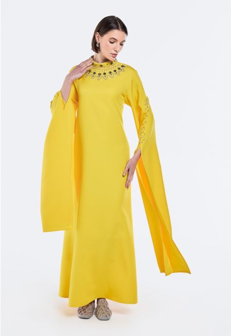 Crystal Embellished Long Sleeve Dres 