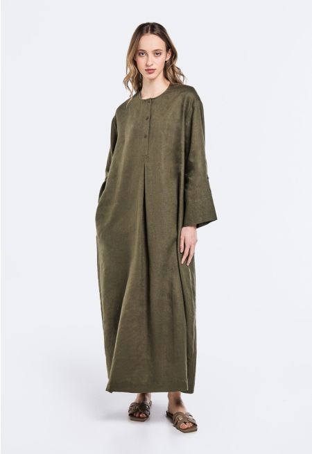 Solid Linen Maxi Dress