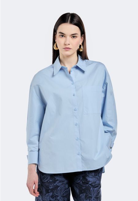 Drop Shoulder High Low Shirt