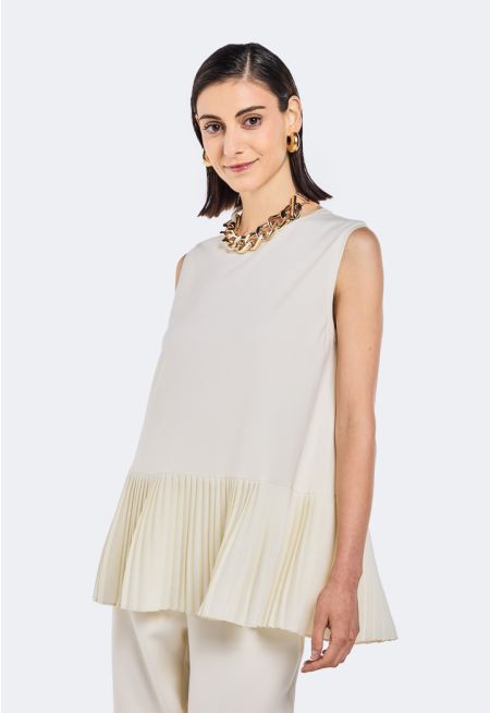 Sleeveless Pleated Hem Top