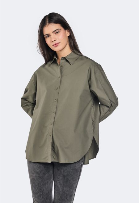 Drop Shoulder Solid Shirt