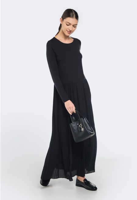 Pleated Hem Basic Dress