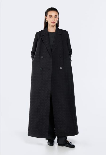 Geometric Embroidered Quilted Abaya