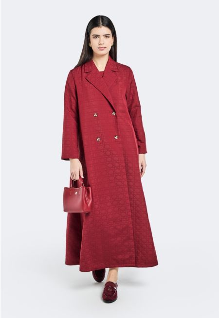 Geometric Embroidered Quilted Abaya