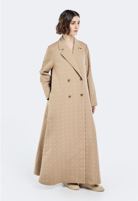 Geometric Embroidered Quilted Abaya