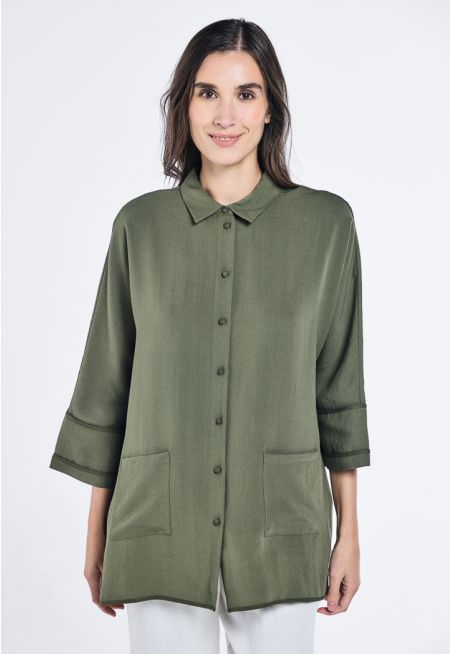 Contrast Button Up Shirt