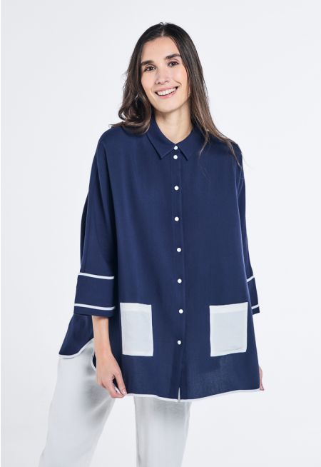 Contrast Button Up Shirt