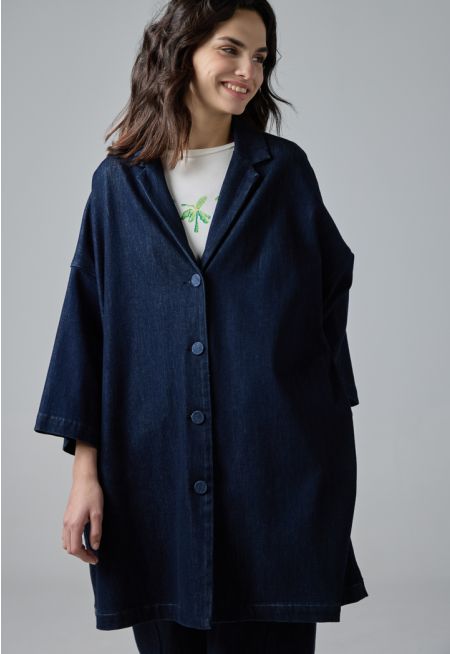 Solid Oversized Denim Jacket