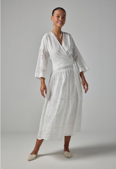 Solid Schiffli Flared Skirt