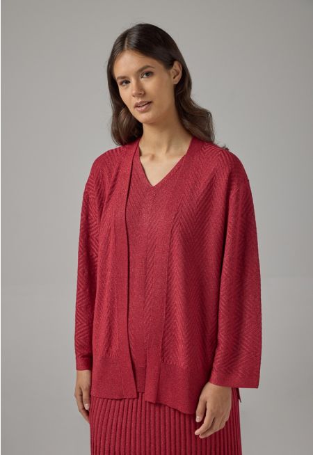 Solid Lurex Knitted Cardigan