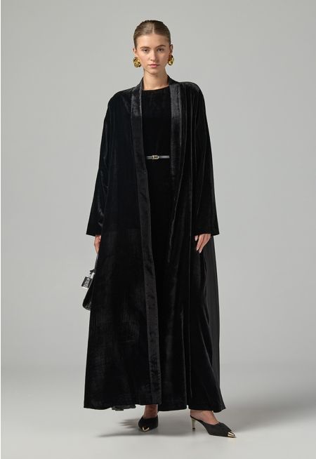 Solid Velvet Open Abaya