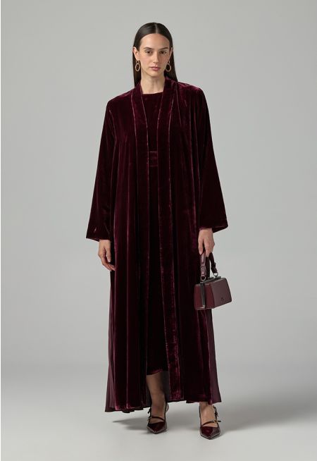 Solid Velvet Open Abaya