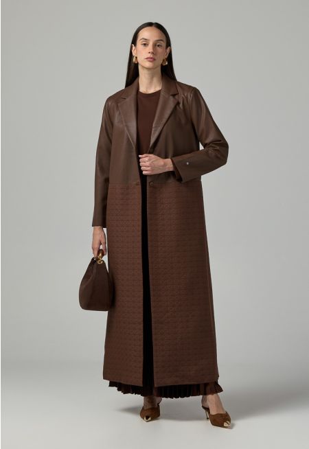 PU Leather Quilted Coat