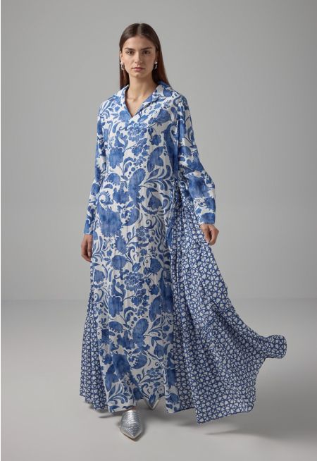 Floral Printed Oversize Flared Dress