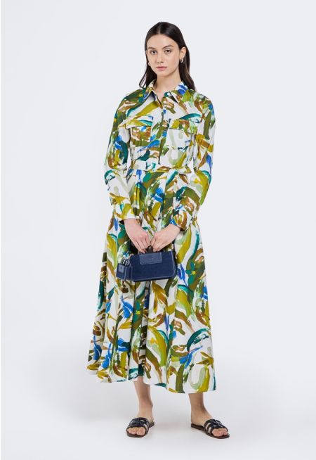 Printed Belted Dress