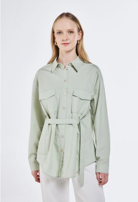 Adjustable Waist Tie Shirt