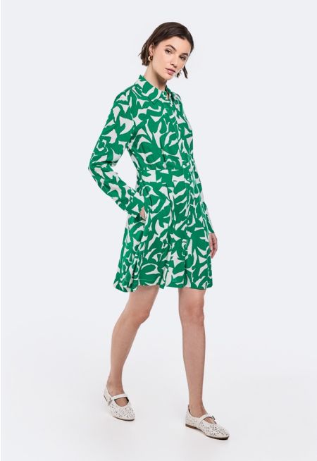 Printed Elastic Waist Dress