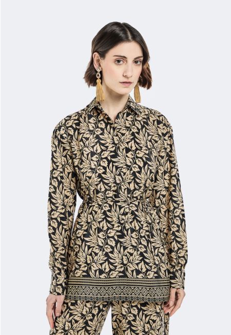 Printed Belted Regular Fit Shirt