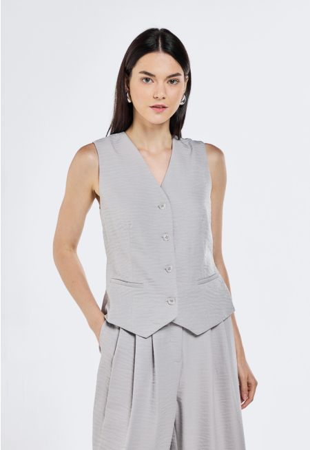 Crinkled Asymmetrical Hem Vest