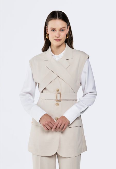Criss-Cross Belted Vest