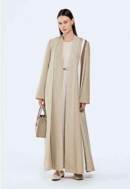 Stitch Embellished Crinkled Abaya