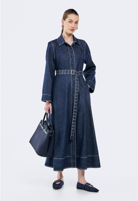 Stitch Embellished Denim Dress