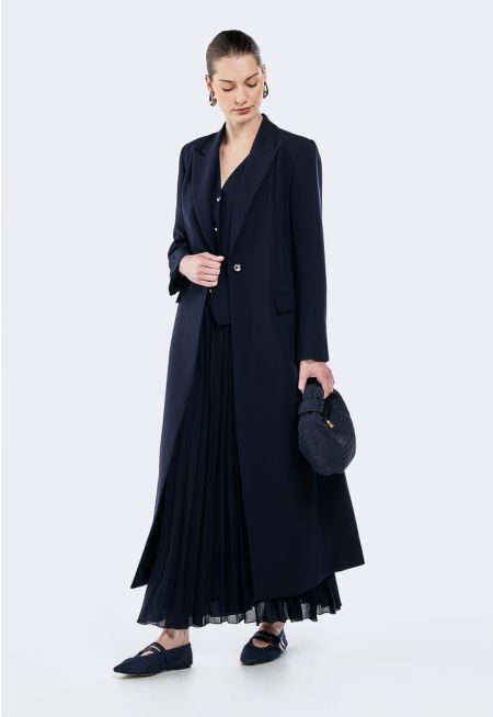 Solid Notched Collar Coat