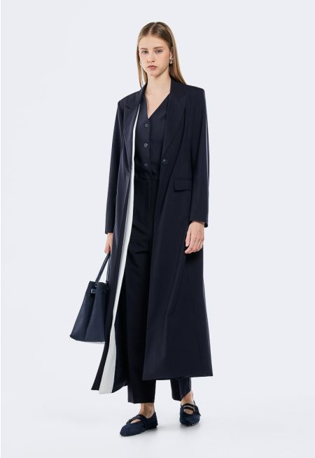 Contrast Lapel Coat