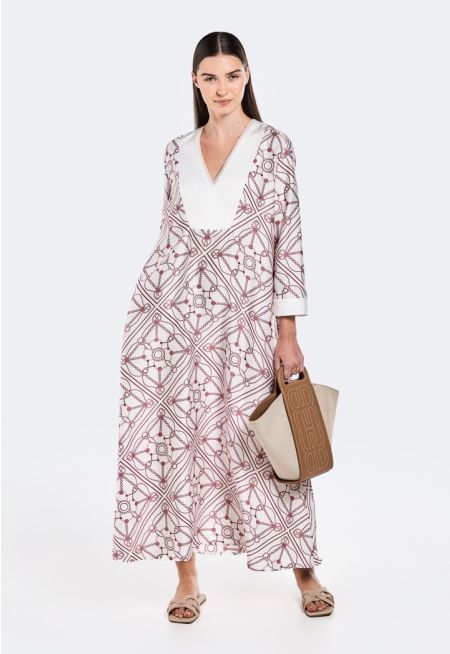 Printed V-Neck Dress