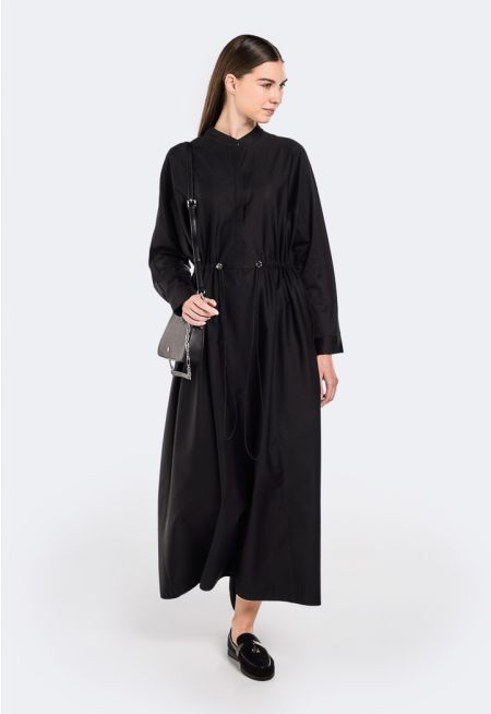 Solid Drawstring Waist Dress