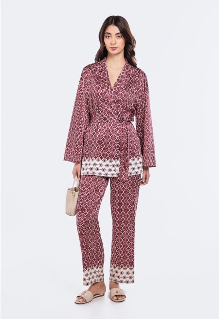 Geometric Print Straight Cut Trousers