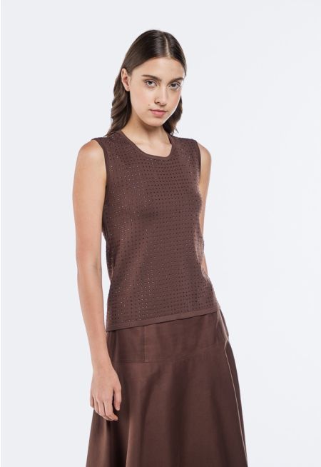 Crystal Embellished Knitted Top