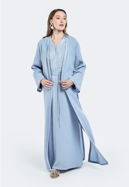 Side Slit Braided Trim Abaya