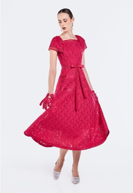 Floral Lace Midi Dress