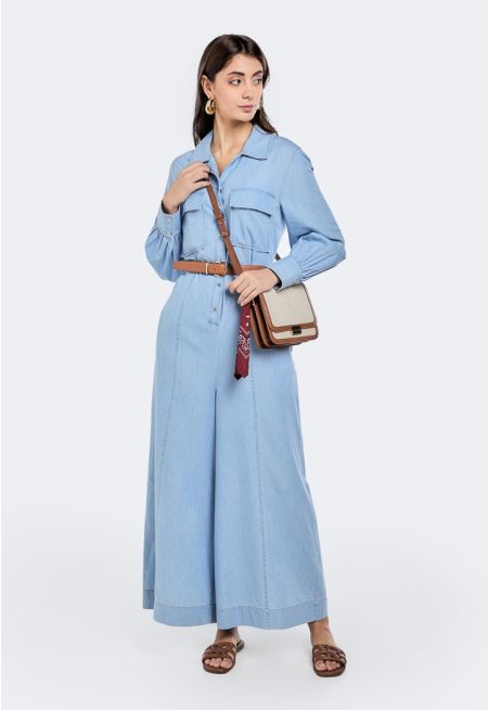 Long Sleeve Culotte Jumpsuit