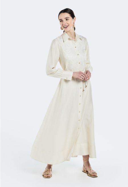 Crinkled Sequin Embellished Dress