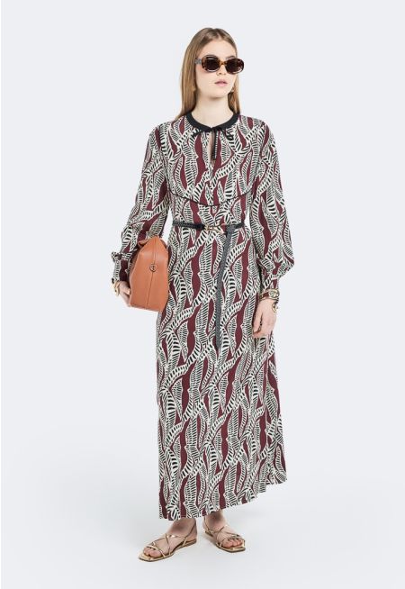 Printed Tie Neck Dress