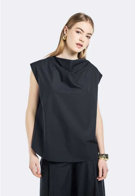 Sleeveless Draped Neck Top
