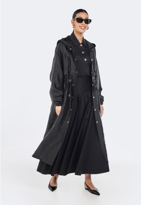 Solid Drawstring Waist Jacket