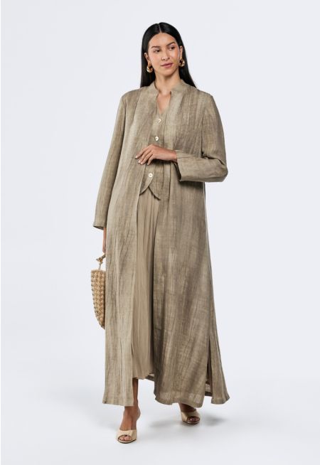 Embellished Crinkled Linen Abaya