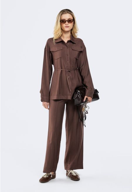 Wide Leg High Waist Trousers