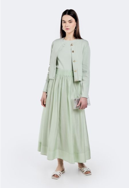 Knitted Bodice Woven Skirt Dress