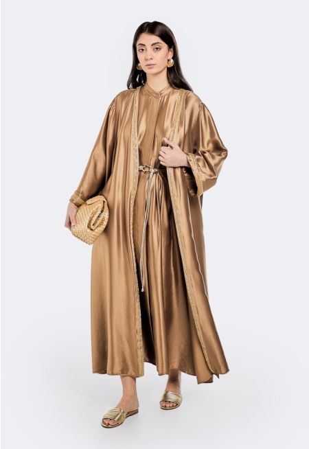 Bead Embellished Side Slit Abaya