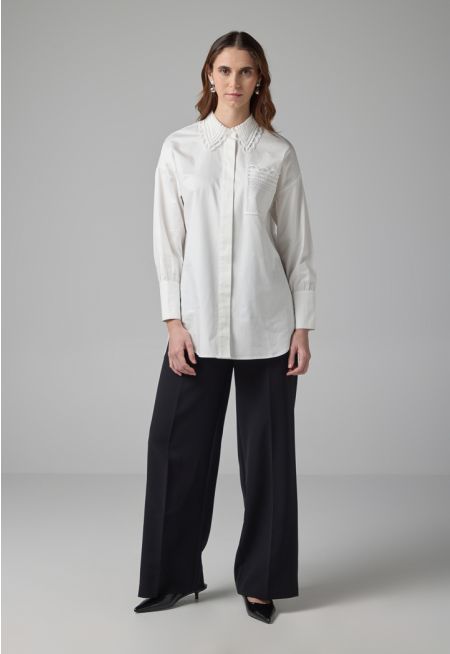 High-Waist Solid Wide Legs Trousers