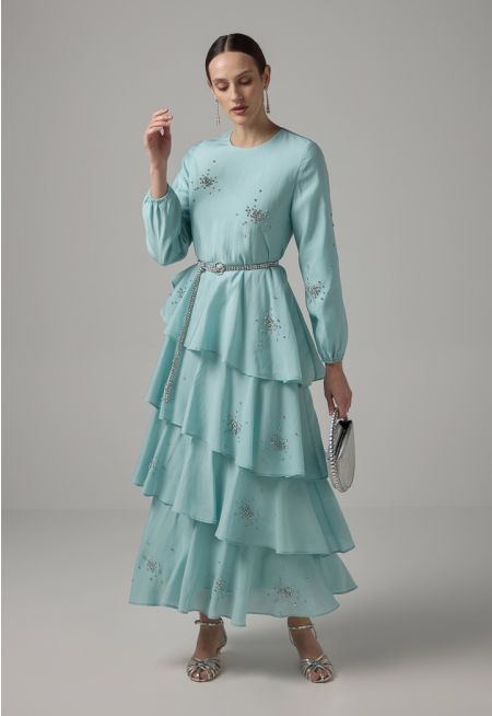Crystal Embellished Multi-Layered Dress