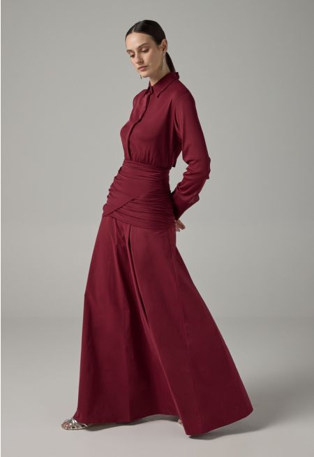 Long Sleeves Wrap Maxi Dress
