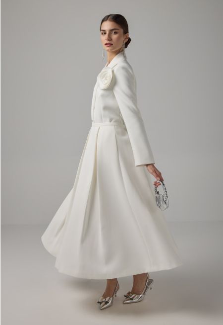 Solid Pleated Maxi Skirt