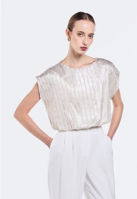 Shiny Pleated Crinkled Top 