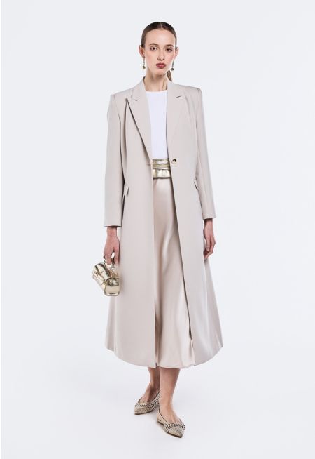 Solid Notched Collar Coat